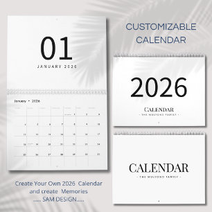 Calendrier Minimaliste Élégant 2026