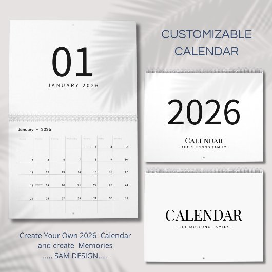 Calendrier Minimaliste Élégant 2026