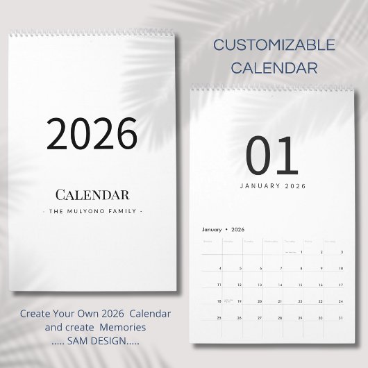 Calendrier Minimaliste Élégant 2026