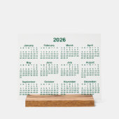 Calendrier Minimaliste Hunter Green 2026 (Recto)