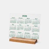 Calendrier Minimaliste Hunter Green 2026 (Angle)