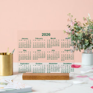 Calendrier Minimaliste Hunter Green 2026