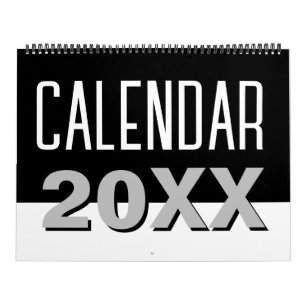 Calendrier Minimaliste Moderne Propre Noir et Blanc 2027