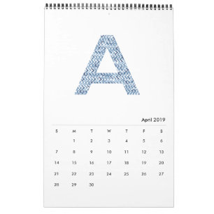 Calendrier minimaliste Motif d'aquarelle Indigo 20