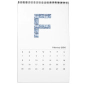 Calendrier minimaliste Motif d'aquarelle Indigo 20 (Feb 2026)