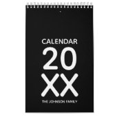 Calendrier Minimaliste Noir et Blanc Simple (Protection)
