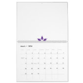 Calendrier Modèle de mandala floral violet stylisé sur un noi (Mar 2026)