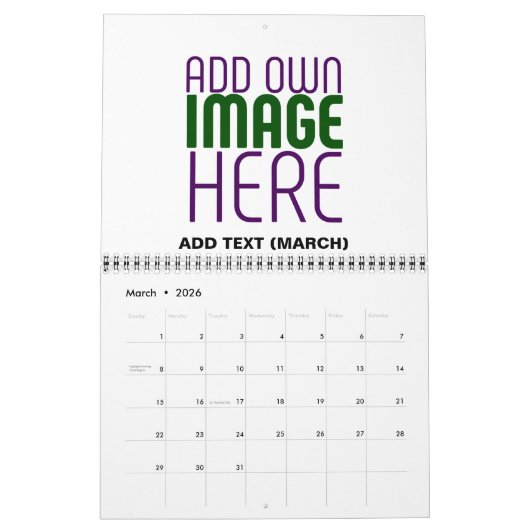 CALENDRIER MODÈLE DE TEXTE D'IMAGE BLANCHE SIMPLE MODERNE (Mar 2026)
