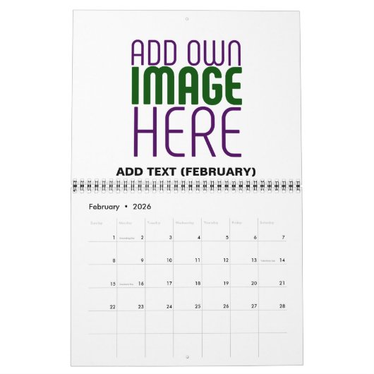 CALENDRIER MODÈLE DE TEXTE D'IMAGE BLANCHE SIMPLE MODERNE (Feb 2026)