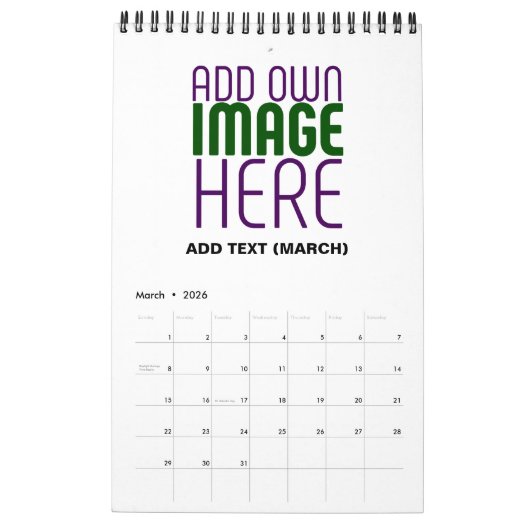 CALENDRIER MODÈLE DE TEXTE D'IMAGE BLANCHE SIMPLE MODERNE (Mar 2026)
