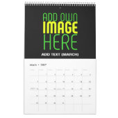 CALENDRIER MODÈLE DE TEXTE D'IMAGE NOIRE SIMPLE ET MODERNE (Mar 2027)