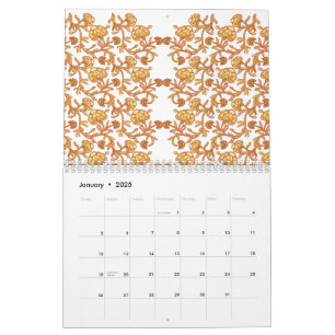 Calendrier Modèle floral symétrique avec motif orange
