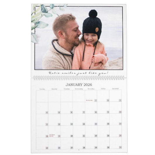 Calendrier Modèle photo Greenery Auntie ID931 (Jan 2026)
