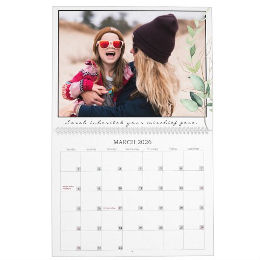Calendrier Modèle photo Greenery Maman ID931 (Mar 2026)