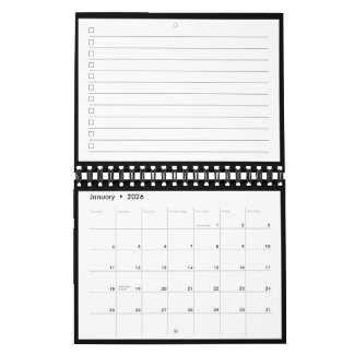 Calendrier Modern Black White Monogram Name To Do List