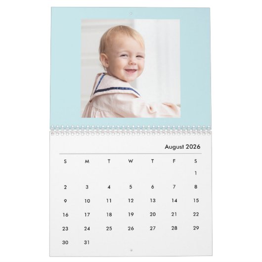 Calendrier Modern Blue Baby Boy Family Photo Calendar 2026 (Aug 2026)