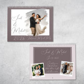Calendrier Modern Chic Script Newlywed Pink Photo Calendar