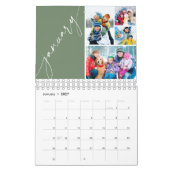 Calendrier Modern Green Script 4 Photos Per Month (Jan 2027)