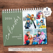 Calendrier Modern Green Script 4 Photos Per Month