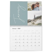 Calendrier Modern minimal blue 2 photo family elegant (Jan 2027)