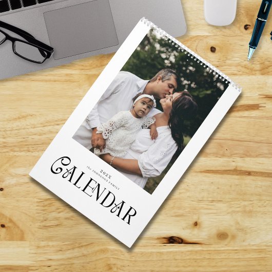 Calendrier Modern Minimal Chic Typography Custom Family Photo