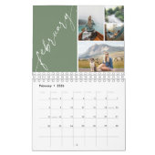 Calendrier Modern Minimal Green 4 Photos Per Month (Feb 2026)