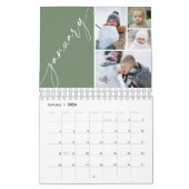 Calendrier Modern Minimal Green 4 Photos Per Month (Jan 2026)