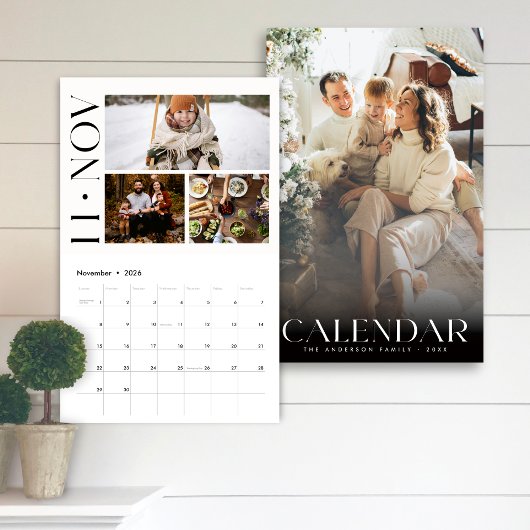Calendrier Modern Minimalist Family 3 Photo Collage