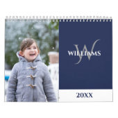 Calendrier Modern Monogram Navy Blue Photo (Protection)