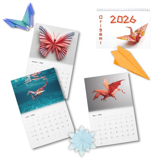 Calendrier Modern Origami Art 2026 Custom Photo 