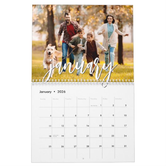 Calendrier Modern Single Photo Script Custom (Jan 2026)