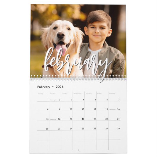 Calendrier Modern Single Photo Script Custom (Feb 2026)