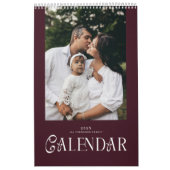 Calendrier Modern Typography Custom Family Photo Burgundy  (Protection)