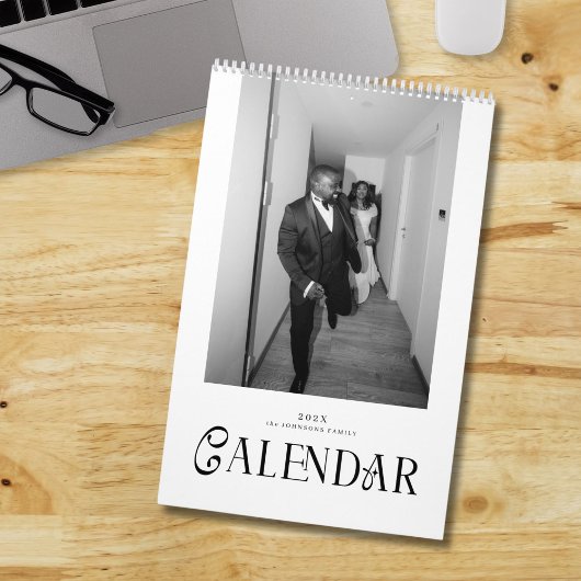 Calendrier Modern Typography Custom Newlyweds Wedding Photo