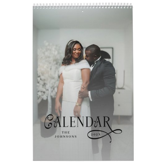 Calendrier Modern Typography Custom Newlyweds Wedding Photo (Protection)