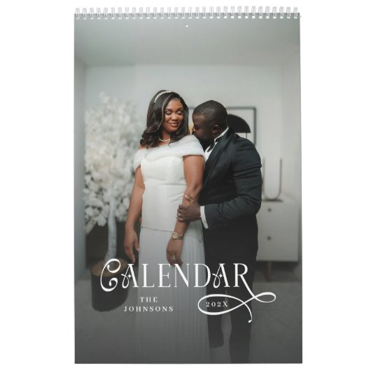 Calendrier Modern Typography Custom Newlyweds Wedding Photo (Protection)