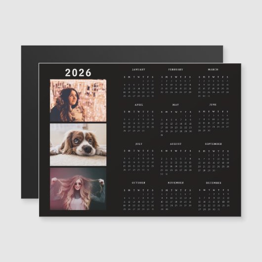 Calendrier moderne 2026 Carte magnétique collage p (Devant / Derrière)