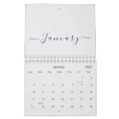 Calendrier Moderne Chic Bleu Brume 2027 Typographie Nom de Fa (Jan 2027)