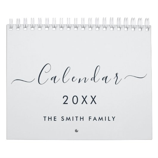 Calendrier Moderne Chic Bleu Brume 2027 Typographie Nom de Fa (Protection)