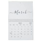 Calendrier Moderne Chic Bleu Brume 2027 Typographie Nom de Fa (Mar 2027)