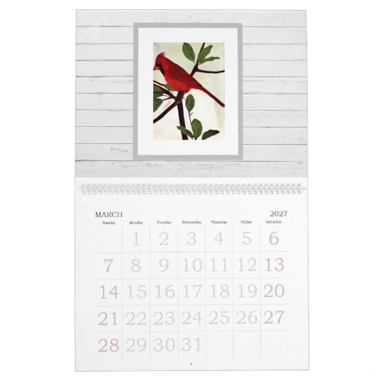 Calendrier Moderne Chic Design Aquarelle Birds (Mar 2027)