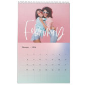 Calendrier moderne coloré plaid arc-en-ciel photo  (Feb 2026)