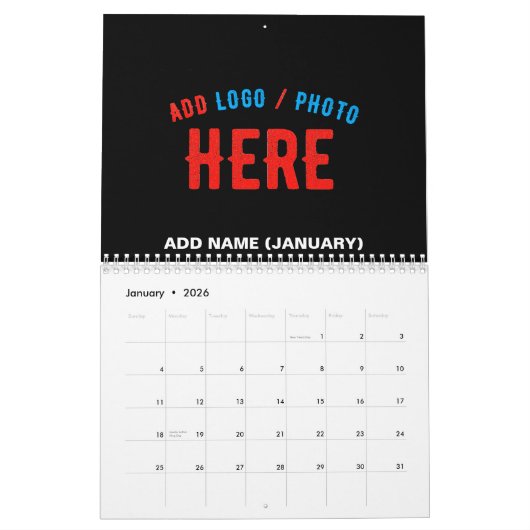 CALENDRIER MODERNE ET MODERNE PERSONNALISABLE NOIR VÉRIFIÉ (Jan 2026)