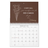 Calendrier Moderne Fleur Chrétienne Simple (Feb 2027)