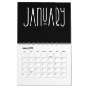 Calendrier moderne noir et blanc (Jan 2026)