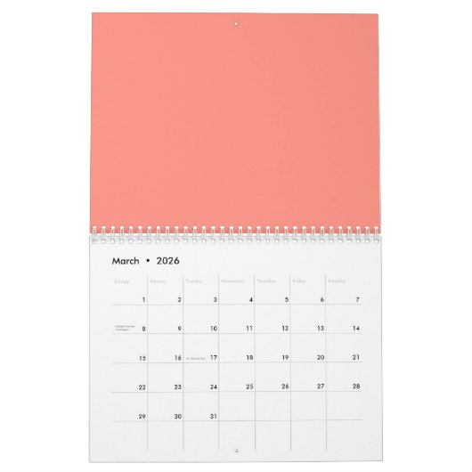 Calendrier Moderne simple fleurs orange jaune monogramme (Mar 2026)