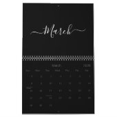 Calendrier Moderne simple noir blanc script mois 2024 (Mar 2026)