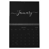 Calendrier Moderne simple noir blanc script mois 2024 (Jan 2026)