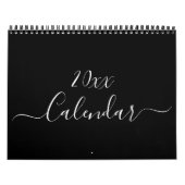 Calendrier Moderne simple noir blanc script mois 2024 (Protection)