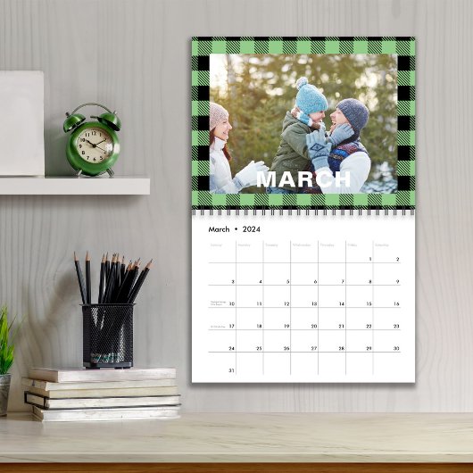 Calendrier Mois photo simples Motif couleur Buffalo Check